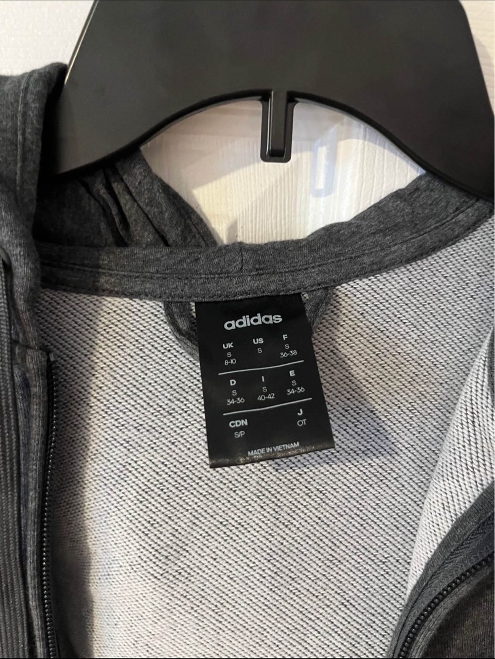 adidas Dark Gray Zip Hoodie with Subtle Heather - Picture 3 of 4